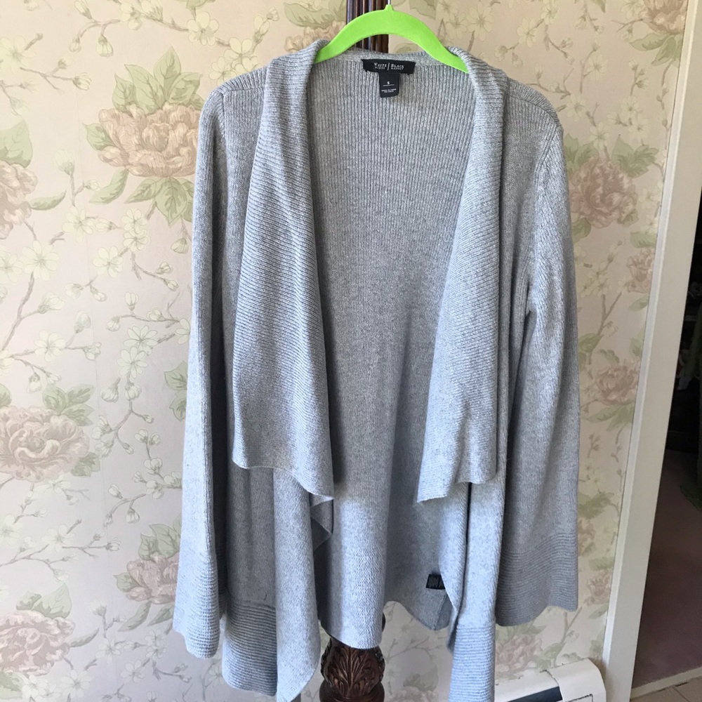 Gray Open Front White House Black Market Sweater